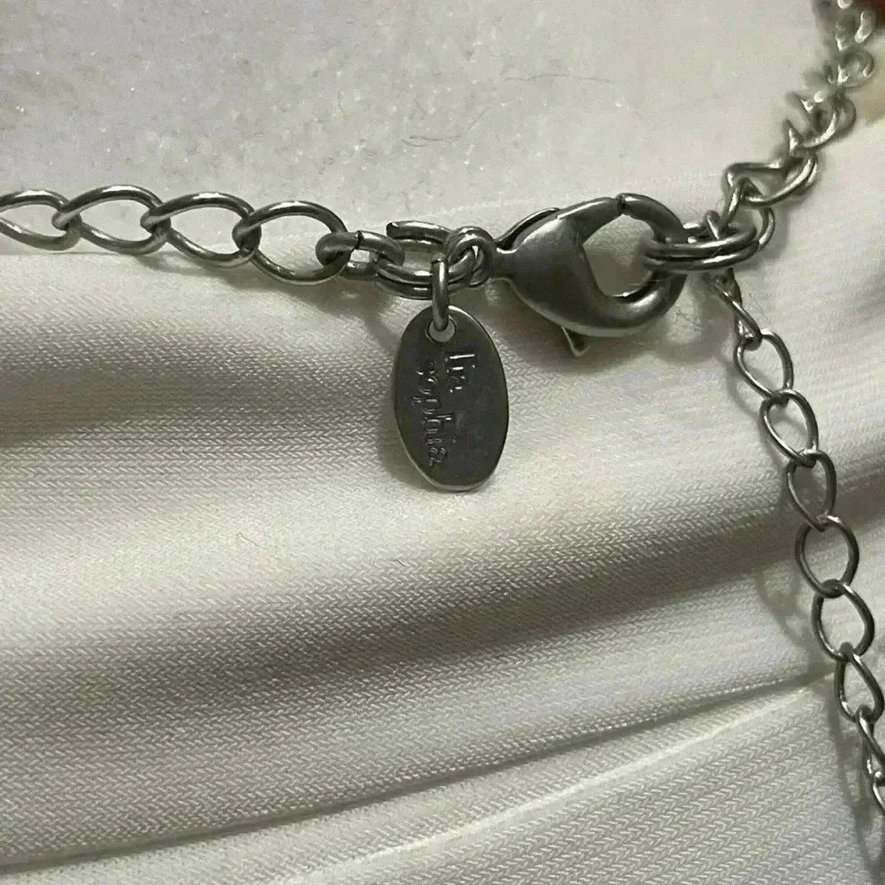 Lia Sophia Cornucopia Necklace - silver-tone w/ sage green suede cord brown horn - Picture 4 of 5